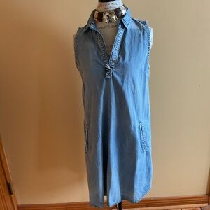 Papillon Blanc Blue Denim Sleeveless Lightweight Denim Dress L
